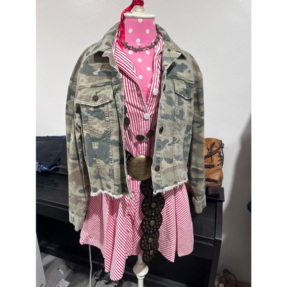 Women's Free People Jacket Green Camo M - Picture 3 of 6
